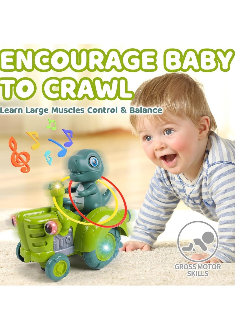 BAYBEE Baybee Wiggling Electric Bump & Go Dinosaur Musical Toys for Kids, Baby Crawling Interactive Toy with 360 Rotation, Music & Rings Bump & Go Early Learning Musical Toys for Kids 2+ Years Multicolor  - Image 5