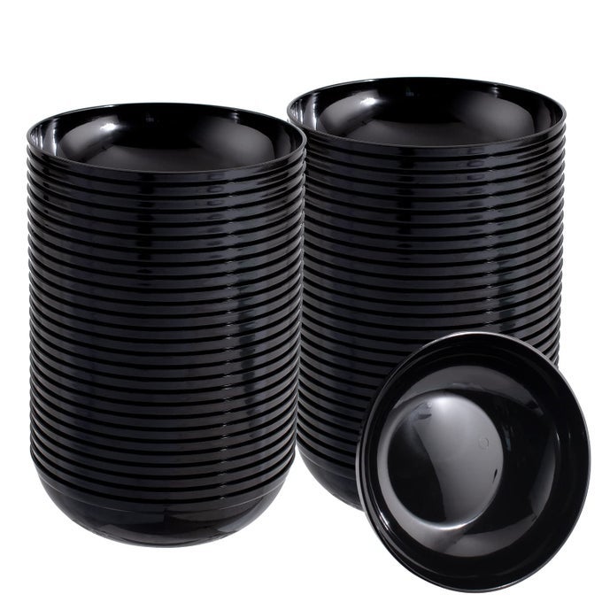 50PACK BLACK PLASTIC BOWLS 10OZ DISPOSABLE BLACK PLASTIC SALSASERVING BOWLS IDEAL FOR PARTY