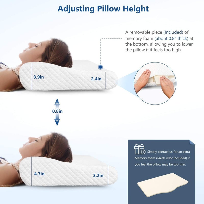 ZAMAT Contour Memory Foam Pillow for Neck Pain Relief, Adjustable Ergonomic Cervical Pillow for Sleeping, Orthopedic Neck Pillow with Washable Cover, Bed Pillows for Side, Back, Stomach Sleepers - Image 4