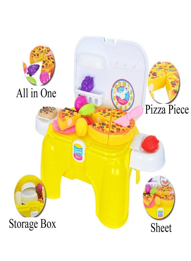 Smartcraft Plastic Pretend Play Kitchen Sets For Kids (Food)- Multi Color, The Toy Chair Simulation Of Fruit,Vegetable And Pizza Cut Game - Image 4