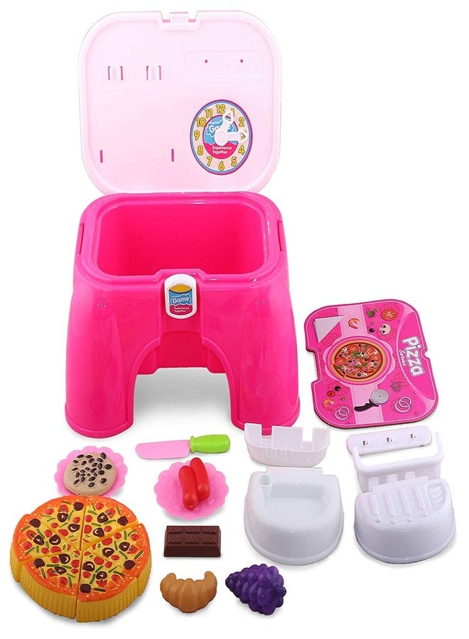 Smartcraft Plastic Pretend Play Kitchen Sets For Kids (Food)- Multi Color, The Toy Chair Simulation Of Fruit,Vegetable And Pizza Cut Game - Image 2