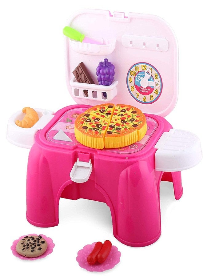 Smartcraft Plastic Pretend Play Kitchen Sets For Kids (Food)- Multi Color, The Toy Chair Simulation Of Fruit,Vegetable And Pizza Cut Game - Image 1