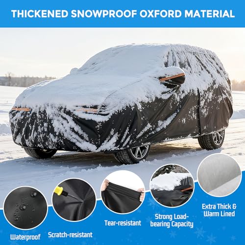 JAOGAUS Winter Car Cover for Honda Pilot 2003-2025, Heavy Duty SUV Full Car Cover Waterproof All Weather Outdoor for Hail Snow Ice Rain Sun UV Dust Protector, with Driver Side Zipper & Reflective Strips - Image 2