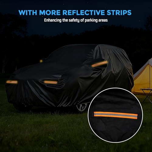 JAOGAUS Winter Car Cover for Honda Pilot 2003-2025, Heavy Duty SUV Full Car Cover Waterproof All Weather Outdoor for Hail Snow Ice Rain Sun UV Dust Protector, with Driver Side Zipper & Reflective Strips - Image 5