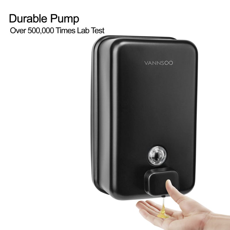 Vannsoo Wall Mounted Hand Soap Dispenser Bathroom  1200Ml 40Oz Commercial Stainless Steel Black Liquid Soap Dispenser Wall Mount (Vertical Black) - Image 4