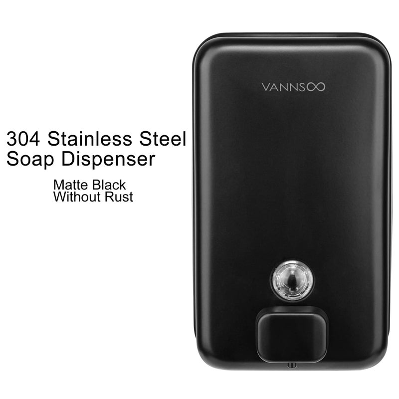 Vannsoo Wall Mounted Hand Soap Dispenser Bathroom  1200Ml 40Oz Commercial Stainless Steel Black Liquid Soap Dispenser Wall Mount (Vertical Black) - Image 2