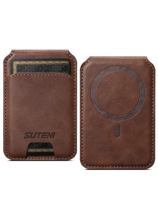 Suteni S2 Phone Magnetic Card Case Card Sleeve MagSafe Magnetic Coil PU Leather - Image 1