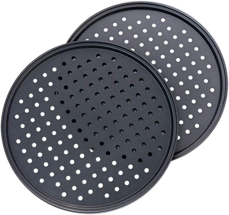 Destinymd Pizza Pan With Holes, 2 Pack Carbon Steel Perforated Non-Stick Tray Tool Crispy 12inch Round for Home Kitchen - Image 3