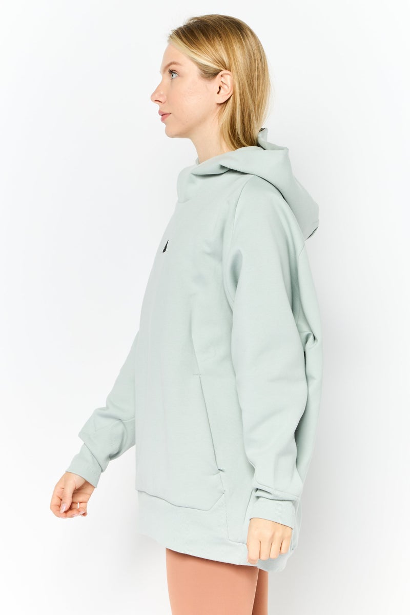 Adidas Women Sportswear Fit Brand Logo Outdoor Hoodie, Light Sage Green  - Image 2