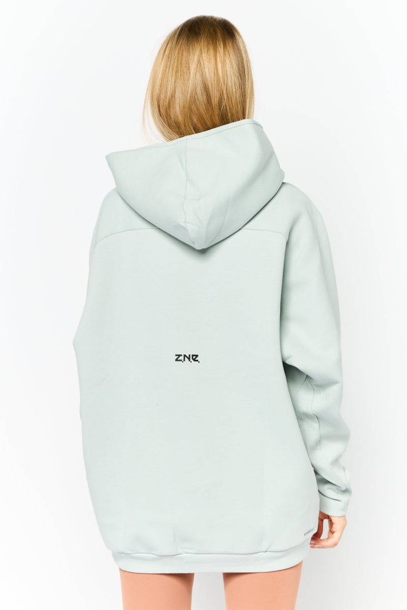 Adidas Women Sportswear Fit Brand Logo Outdoor Hoodie, Light Sage Green  - Image 4