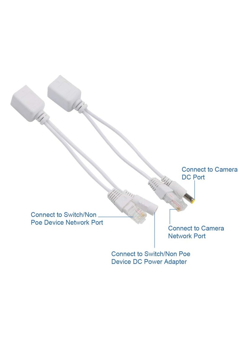 1 Pair Passive POE Adapter Cable,POE Injector and POE Splitter Kit with 5.5x2.1mm DC Connector for WLAN, Routers, Switches,Internet Telephony,IP Cameras