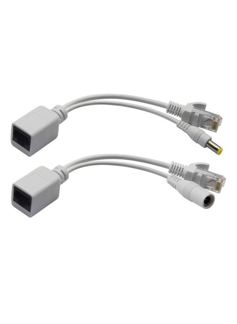 1 Pair Passive POE Adapter Cable,POE Injector and POE Splitter Kit with 5.5x2.1mm DC Connector for WLAN, Routers, Switches,Internet Telephony,IP Cameras