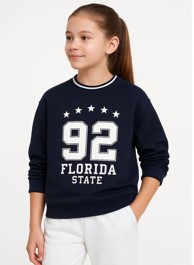 victor and jane “Florida State 92” Contrast Rib Pullover Sweatshirt – 100% Cotton Fleece