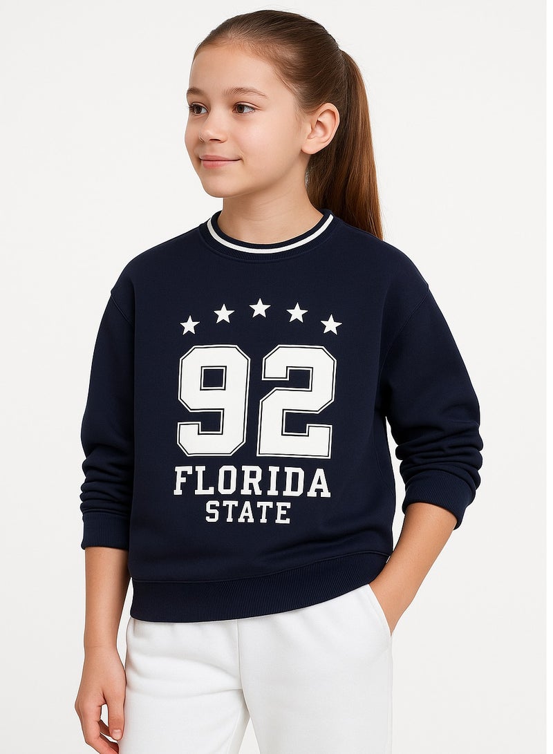 victor and jane “Florida State 92” Contrast Rib Pullover Sweatshirt – 100% Cotton Fleece - Image 1