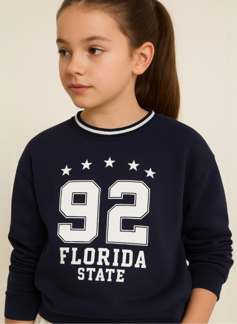 victor and jane “Florida State 92” Contrast Rib Pullover Sweatshirt – 100% Cotton Fleece - Image 4