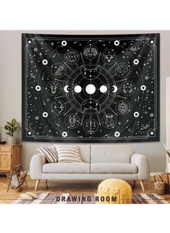 SYOSI Decorative Tapestry Sun and Moon Constellation Hanging Cloth Twelve Constellations Psychedelic Black and White Wall Hanging Tapestry Suitable for Home Bedroom Wall Room Decoration (95x73cm)  - Image 2