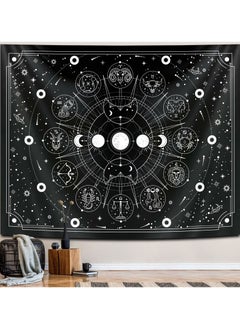 SYOSI Decorative Tapestry Sun and Moon Constellation Hanging Cloth Twelve Constellations Psychedelic Black and White Wall Hanging Tapestry Suitable for Home Bedroom Wall Room Decoration (95x73cm)  - Image 1