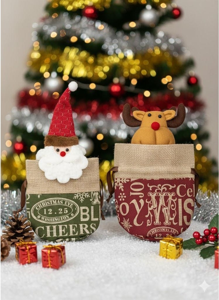 Fabric Gift Bag – Assorted Patterns – Text Design - Image 2