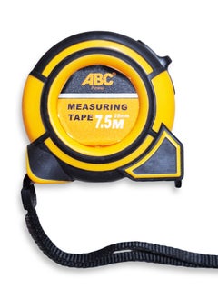 ABC Measuring tape 7.5m length x 25mm width , made of reinforced plastic and rubber, automatic locking that easily holds the tape in place, strong magnetic tip, clear and easy to read graduations, equipped with a hand lanyard for easy carrying and mobility while working. 