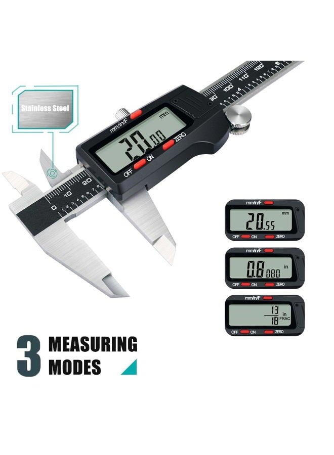 Kynup Caliper Measuring Tool, Digital Micrometer Caliper Tool, Vernier Caliper with Stainless Steel, Large LCD Screen, Auto - Off Feature, Inch Metric Fraction Conversion (6Inch/150mm) - Image 4