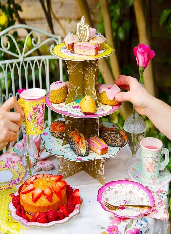 Talking Tables 60 x Disposable Tea Party Pretty Paper Plates | 7 Inches Elegant Floral Party Plates for Afternoon Tea Parties Kids Birthday Wedding Baby Showers Wedding Buffet Table - Image 5