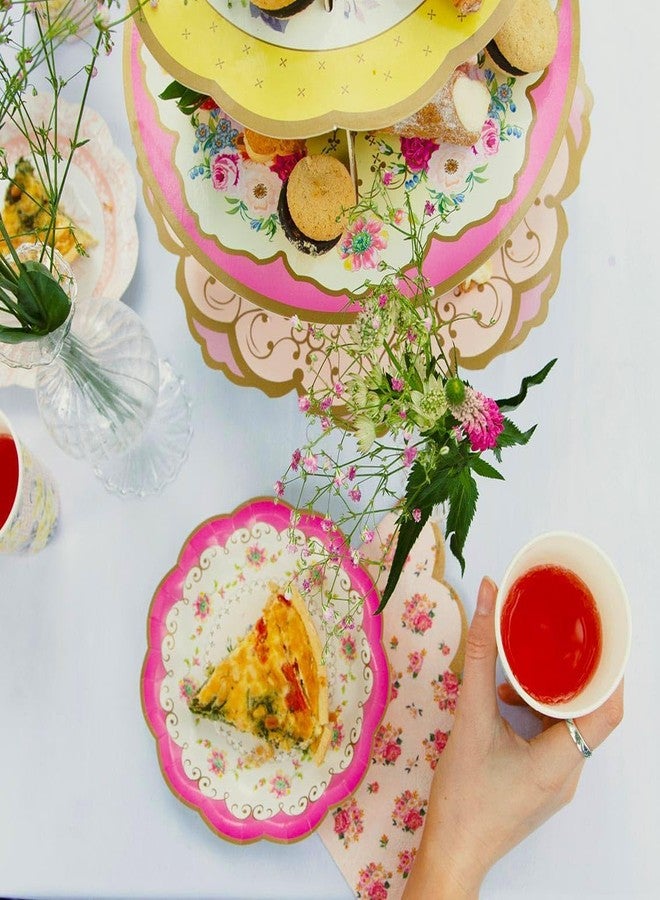 Talking Tables 60 x Disposable Tea Party Pretty Paper Plates | 7 Inches Elegant Floral Party Plates for Afternoon Tea Parties Kids Birthday Wedding Baby Showers Wedding Buffet Table - Image 4