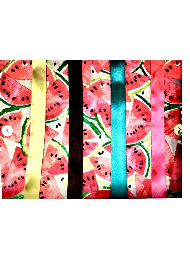 Generic Ponytail Scrub Cap, watermelon wedges print, ideal for long hair or ponytail. Select your satin ribbon tie backs from 6 color options! - Image 3