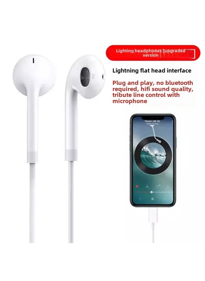 Generic - Headphones Wired High Quality Suitable For Vivo Huawei Oppo Xiaomi Apple Mobile Phone Round Hole Type-C Semi-in-ear-Color:[lighting Flat Head Interface ★ Wire Control With Microphone] Upgraded Version [plug And Play *none - Image 1