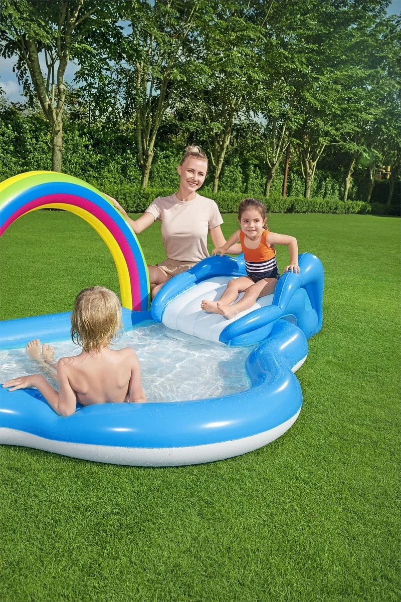 بست واي Inflation Pump - 53092 Fun Pool with Slide and Fountain - 257 x 145CM