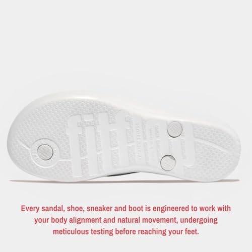 FitFlop صنادل فيت فلوب النسائية iQushion Sparkle المريحة للمشي، خفيفة الوزن ومقاومة للماء، صنادل ثونغ مبطنة للنساء، قاعدة غير قابلة للانزلاق ودعم للقوس، صنادل شاطئية مطاطية، أبيض حضري، 10 أمريكي - Image 5