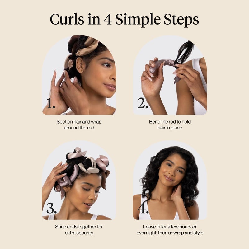 Kitsch Satin Heatless Hair Curlers â€“ No Heat Hair Curlers to Sleep In for Overnight Curls â€“ Soft Heatless Curling Rods for Women with Short & Long Hair - Alternative to Heat Styling â€“ 6 pcs, Rosewood - Image 5