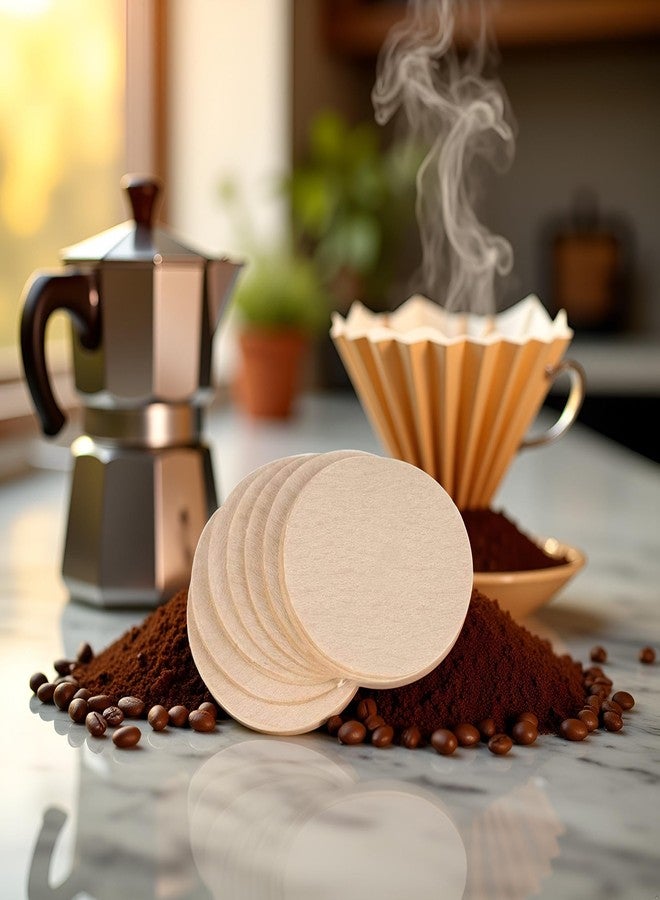 Jizlan 100 Pcs No.6 Coffee Filters, Moka Pot Filter Paper, Natural Paper Coffee Filter, No Blowout, Disposable for Pour Over and Drip Coffee Maker - Image 3