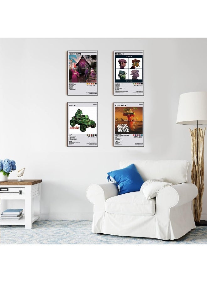 EMODA Gorillaz Posters Music Album Cover Posters HD Prints Canvas Wall Art Room Aesthetic Pictures Set of 4 for Living Room Bedroom Music Classroom Posters Girls Wall Decor Art 8x12 inch Unframed - Image 2