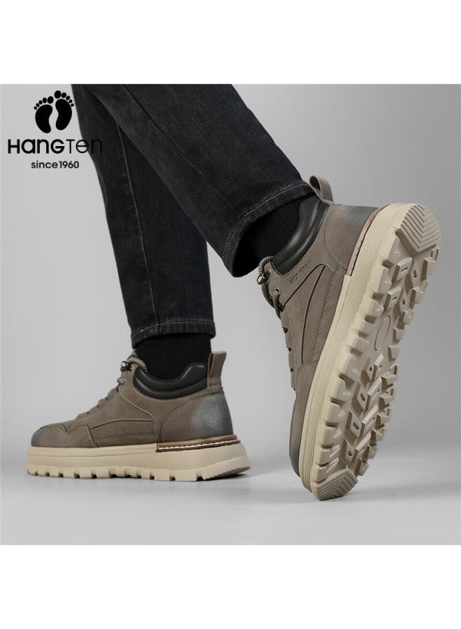 Hang Ten Men's Autumn Winter New High-top Sneakers Men's Warm Casual Work Shoes Thick-soled Outdoor Sports Shoes - Image 3