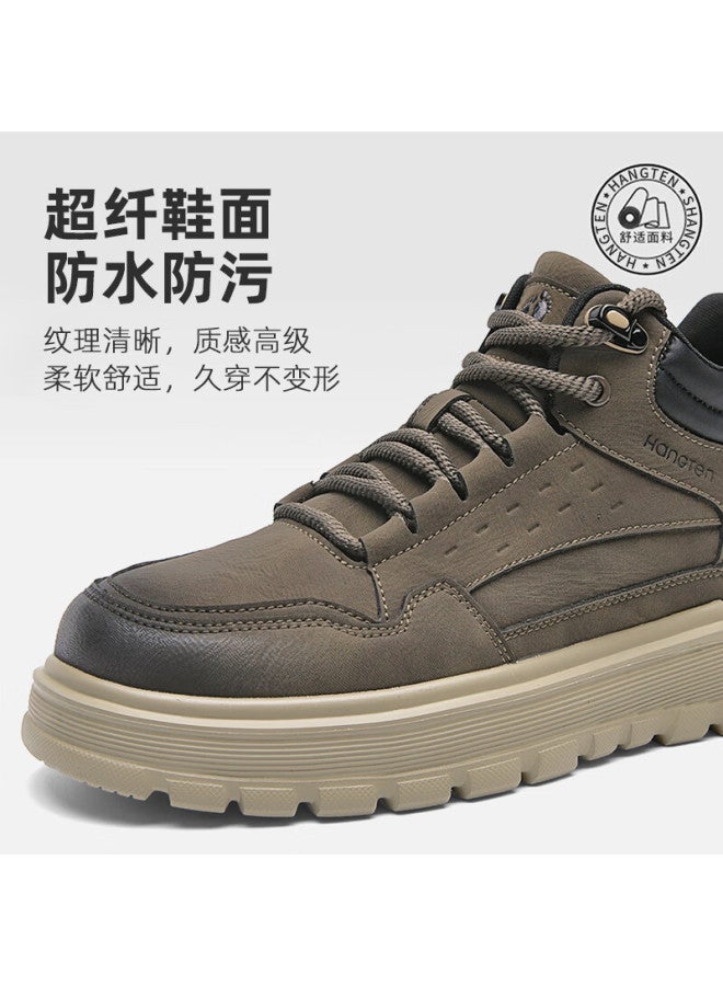 Hang Ten Men's Autumn Winter New High-top Sneakers Men's Warm Casual Work Shoes Thick-soled Outdoor Sports Shoes - Image 5