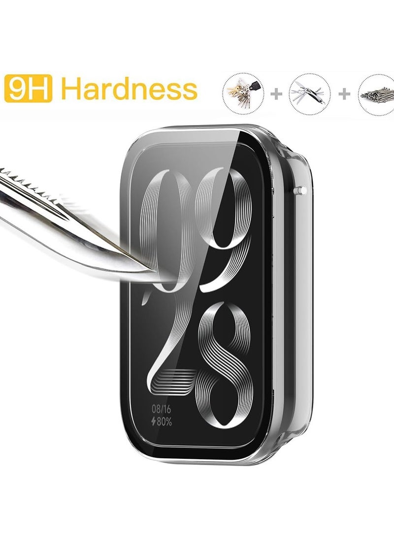 Excefore Case with Tempered Glass Screen Protector Compatible for xiaomi Band 8 pro, 9H 360° All-Round Protective Ultra Thin Protective PC Case Cover for Mi Band 8 Pro, 2 Pcs, Black Transparent  - Image 4