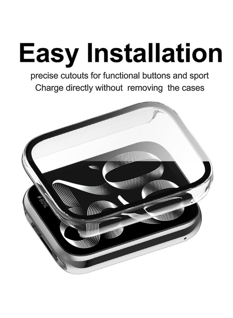 Excefore Case with Tempered Glass Screen Protector Compatible for xiaomi Band 8 pro, 9H 360° All-Round Protective Ultra Thin Protective PC Case Cover for Mi Band 8 Pro, 2 Pcs, Black Transparent  - Image 3