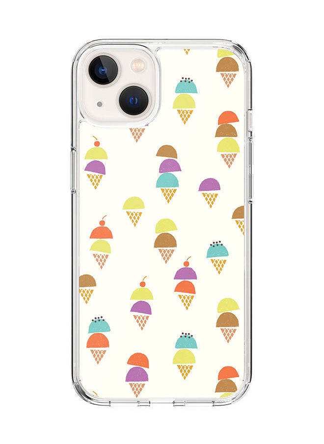 Stylizedd Classic Clear Case for Apple iPhone 14 Hybrid Soft Case Flexible Edges Anti Drop TPU PC Gel Thin Transparent Cover [ Designed for Apple iPhone 14 ] - Scoopy Cones Full Print  - Image 1