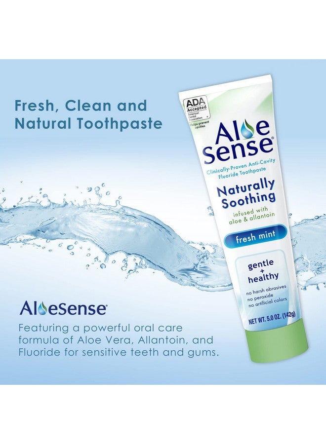 AloeSense Loesense Fluoride Toothpaste Naturally Soothing Toothpaste Sensitive Teeth And Gum Care With Aloe Vera Allantoin & Fresh Mint Flavor Gentle & Natural Toothpaste Ada Approved (5Oz 2 Count) - Image 3