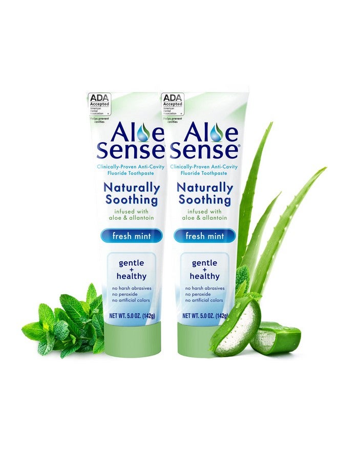 AloeSense Loesense Fluoride Toothpaste Naturally Soothing Toothpaste Sensitive Teeth And Gum Care With Aloe Vera Allantoin & Fresh Mint Flavor Gentle & Natural Toothpaste Ada Approved (5Oz 2 Count) - Image 2