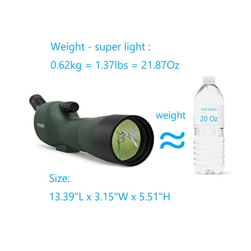 Emarth 20-60x60 Angled Spotting Scope for Target Shooting, Spotting Scope w/Tripod 14" Tabletop/Carry Bag, 1.37lb Light Spotter Scope, Waterproof Spotting Scopes for Hunting/Birding/Wildlife View - Image 3
