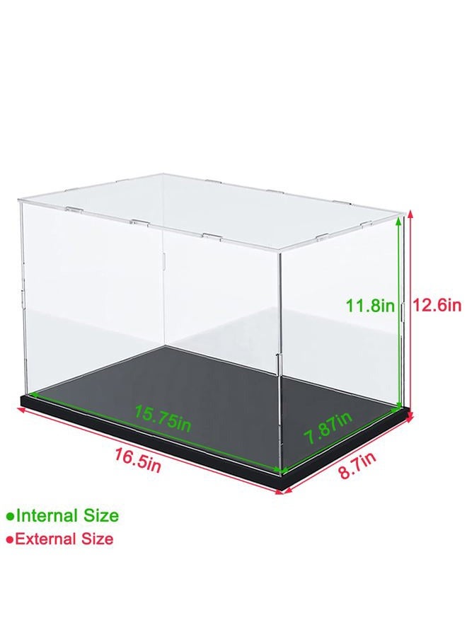 Elepure Thickened Clear Acrylic Display Case for Lego 21062 Trevi Fountain for 21354 Twilight The Cullen House for 42179 60414 76781 75683 Collectibles, Transparent Box Dustproof, Black Inside 15.7x7.9x11.8in - Image 2