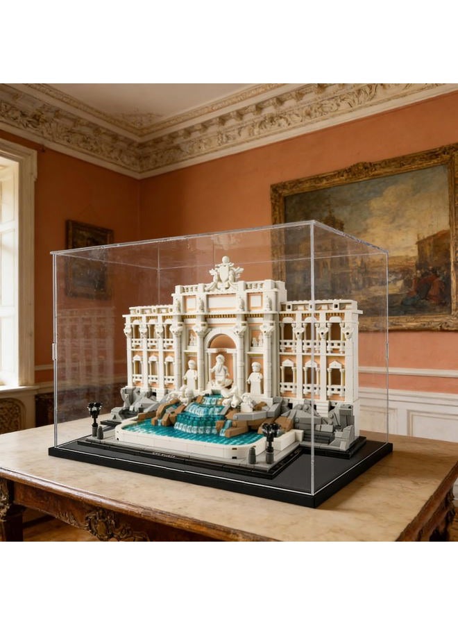 Elepure Thickened Clear Acrylic Display Case for Lego 21062 Trevi Fountain for 21354 Twilight The Cullen House for 42179 60414 76781 75683 Collectibles, Transparent Box Dustproof, Black Inside 15.7x7.9x11.8in - Image 3