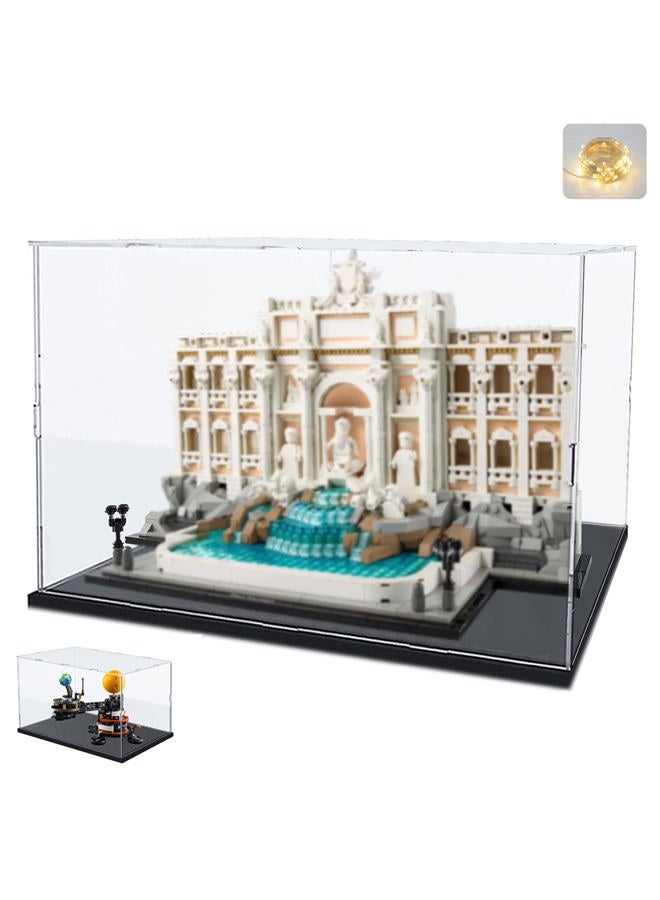 Elepure Thickened Clear Acrylic Display Case for Lego 21062 Trevi Fountain for 21354 Twilight The Cullen House for 42179 60414 76781 75683 Collectibles, Transparent Box Dustproof, Black Inside 15.7x7.9x11.8in - Image 1
