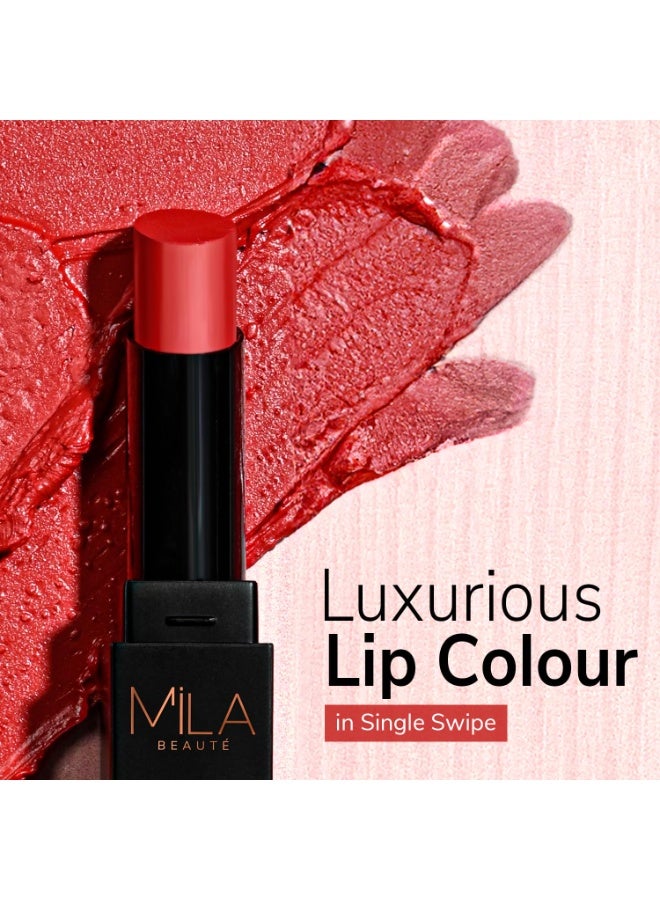 ميلا بيوتي أحمر الشفاه "ميلا بوتيه برو مات" (Mila Beauté Pro Matte) | لون غني وعالي التركيز يدوم طويلاً | لمسة نهائية شبه مطفية | تركيبة خفيفة الوزن | تغطية كاملة بمسحة واحدة | لون شفاه فاخر | الدرجة: (Mastani، 4.2 جم) - Image 3