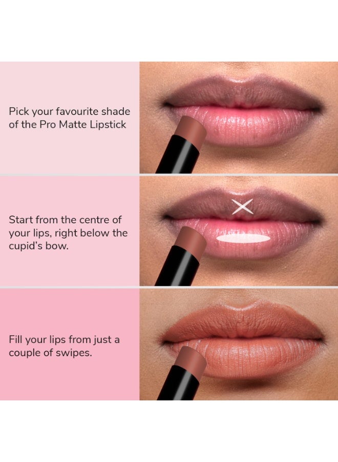 ميلا بيوتي أحمر الشفاه "ميلا بوتيه برو مات" (Mila Beauté Pro Matte) | لون غني وعالي التركيز يدوم طويلاً | لمسة نهائية شبه مطفية | تركيبة خفيفة الوزن | تغطية كاملة بمسحة واحدة | لون شفاه فاخر | الدرجة: (Mastani، 4.2 جم) - Image 2