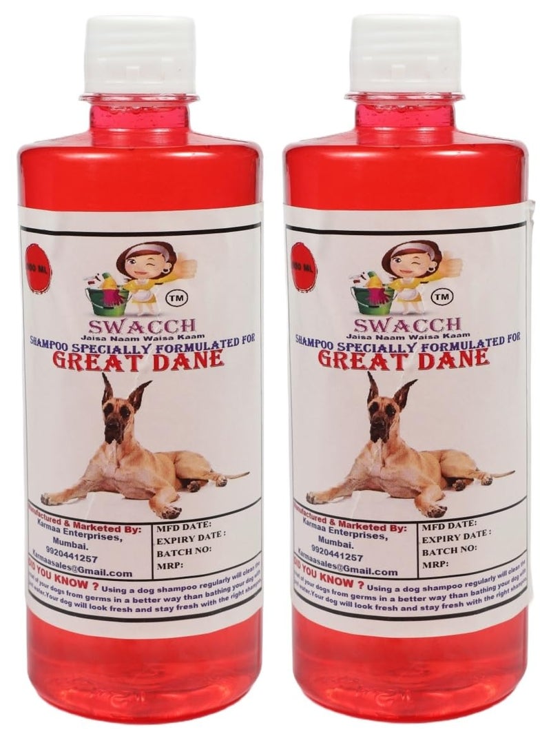 swacch Great Dane Dog Shampoo + Dumbbell Toy I Durable Rubber Dog Toy for Chewing I Playing,Teeth Cleaning & Training Toy I Combo Pack I 500ml Pack of 2 Jasmine - Image 2