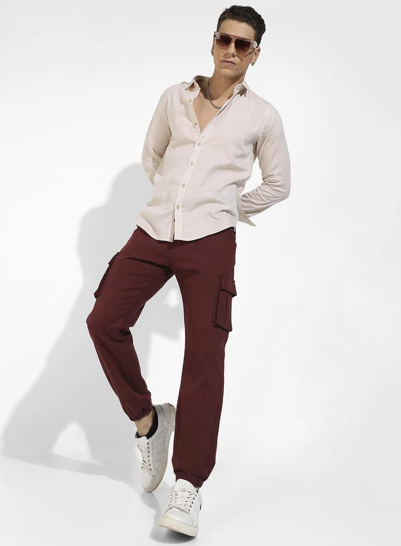 كامبوس سوترا Men's Beige Basic Oxford Shirt