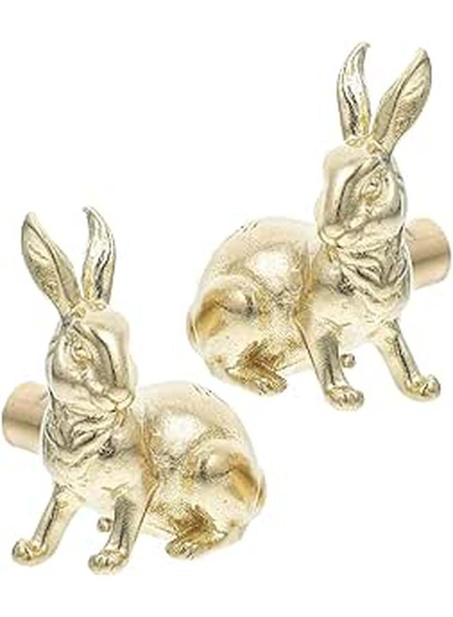 Brass Bunny Cabinet Knobs Vintage Animal Drawer Pulls Natural Color 2pcs Nursery Furniture Hardware - Image 1