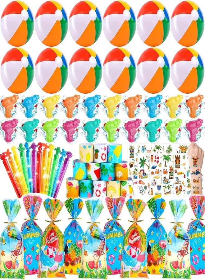 ANPHILE 12Pack Beach Pool Party Favors Bulk, Summer Party Favors with Beach Balls Slap Bracelets Stickers for Pool Party Supplies Birthday Goodie Bag Stuffers - Image 1